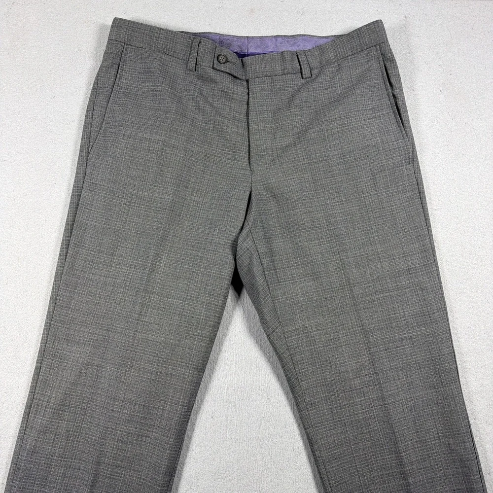 Ted Baker Dress Pants Mens 34x32 Gray Wool Check Slim Fit Jarrett Pant Canada